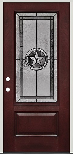 Texas Star 3/4 Lite Pre-finished Mahogany Fiberglass Prehung Door Unit #70