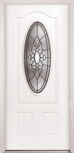 3/4 Oval Steel Prehung Door Unit #64