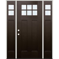 Craftsman 6-Lite Pre-finished Fiberglass Prehung Door Unit with Sidelites