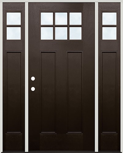 Craftsman 6-Lite Pre-finished Fiberglass Prehung Door Unit with Sidelites