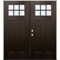 Craftsman 6-Lite Pre-finished Fiberglass Prehung Double Door Unit