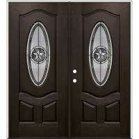 Texas Star 3/4 Oval Pre-finished Fiberglass Prehung Double Door Unit #1026