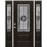 Texas Star 3/4 Lite Pre-finished Fiberglass Prehung Door Unit with Sidelites #1032