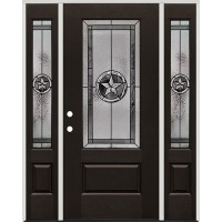 Texas Star 3/4 Lite Pre-finished Fiberglass Prehung Door Unit with Sidelites #1032
