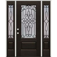 3/4 Lite Pre-finished Fiberglass Prehung Door Unit with Sidelites #1041