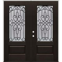 3/4 Lite Pre-finished Fiberglass Prehung Double Door Unit #1041