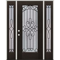 Full Lite Internal Grille Pre-finished Fiberglass Prehung Door Unit with Sidelites #1045