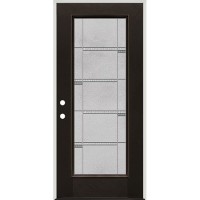 Full Lite Pre-finished Mahogany Fiberglass Prehung Door Unit #1072