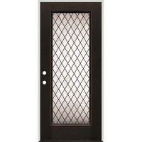 Full Lite Diamond Pre-finished Mahogany Fiberglass Prehung Door Unit #1096