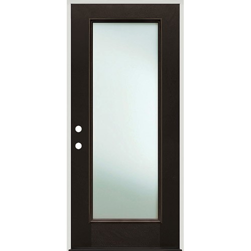 Privacy Glass Full Lite Pre-finished Mahogany Fiberglass Prehung Door Unit