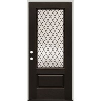 3/4 Lite Diamond Pre-finished Mahogany Fiberglass Prehung Door Unit #1126
