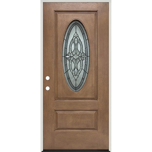 3/4 Oval Pre-finished Forest Ash Fiberglass Prehung Door Unit #007
