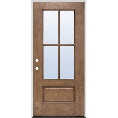 4-Lite SDL Clear Pre-finished Forest Ash Fiberglass Prehung Door Unit