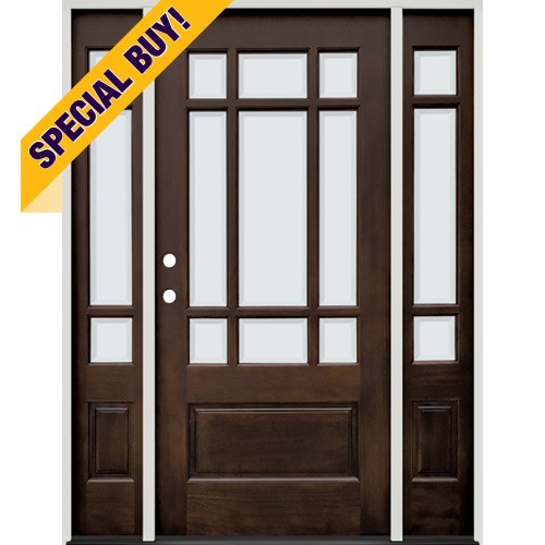 Special Buy - #2014: 9-Lite Mahogany Wood Door Unit with Sidelites