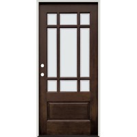 9-Lite Mahogany Wood Door Prehung Unit #2014