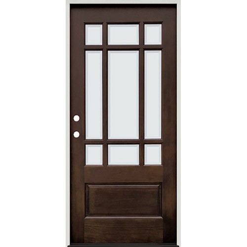 9-Lite Mahogany Wood Door Prehung Unit #2014