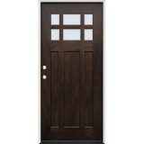 6-Lite Craftsman Shaker Mahogany Wood Door Prehung Unit #2017