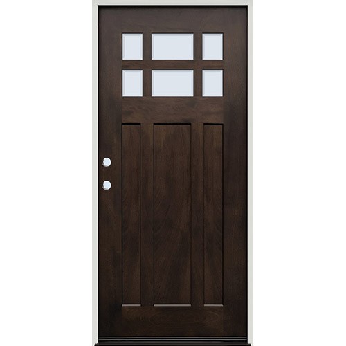 6-Lite Craftsman Shaker Mahogany Wood Door Prehung Unit #2017