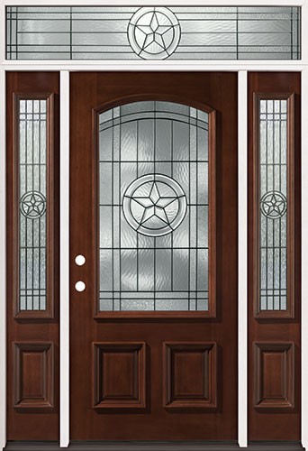 Texas Star 3/4 Arch Mahogany Prehung Wood Door Unit with Transom #2021