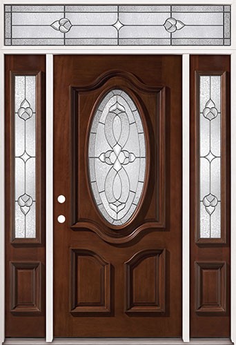 3/4 Oval Mahogany Prehung Wood Door Unit with Transom #2037