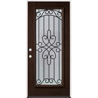 Full Lite Internal Grille Pre-finished Mahogany Wood Prehung Door Unit #2045