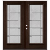 Full Lite Pre-finished Mahogany Wood Double Door Unit #2072