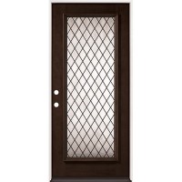 Full Lite Diamond Pre-finished Mahogany Wood Prehung Door Unit #2096