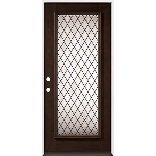 Full Lite Diamond Pre-finished Mahogany Wood Door Prehung Door Unit #2096