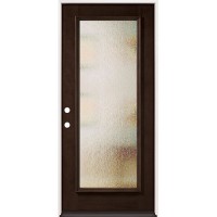 Privacy Glass Full Lite Pre-finished Mahogany Wood Prehung Door Unit