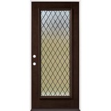 Full Lite Textured Diamond Pre-finished Mahogany Wood Prehung Door Unit #2107
