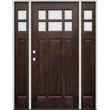 6-Lite Craftsman Raised Mahogany Wood Door Prehung Unit with Sidelites #2129