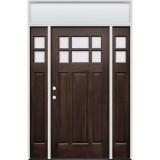 6-Lite Craftsman Raised Mahogany Prehung Wood Door Unit with Sidelites and Transom #2129