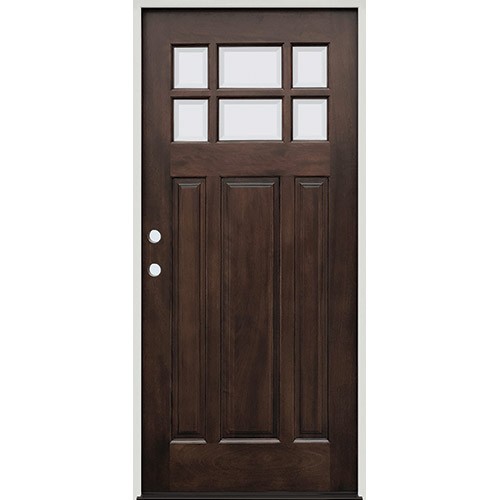 6-Lite Craftsman Raised Mahogany Wood Door Prehung Unit #2129