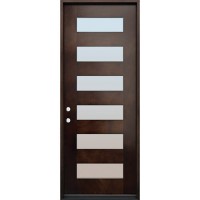 8'0" Tall Modern 6-Lite Pre-finished Mahogany Wood Door Prehung Unit #2156
