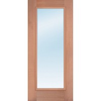 Low-E Clear Full Lite Mahogany Wood Prehung Door Unit