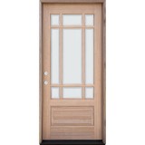 9-Lite Prairie Low-E Unfinished Mahogany Wood Door Unit #3014
