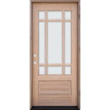 9-Lite Prairie Low-E Unfinished Mahogany Wood Door Unit #3014