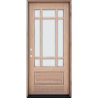 9-Lite Prairie Low-E Unfinished Mahogany Wood Door Unit #3014