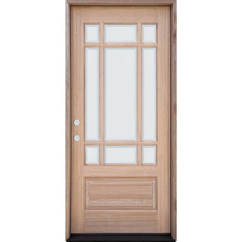 9-Lite Prairie Low-E Unfinished Mahogany Wood Door Unit #3014