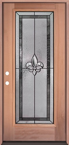 Full Lite Fleur-de-lis Mahogany Wood Door Prehung Door Unit #3036