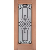 Full Lite Internal Grille Mahogany Wood Prehung Door Unit #3045