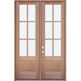 8'0" Tall 6-Lite Low-E Mahogany Prehung Wood Double Door Patio Unit