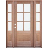 6-Lite Low-E Mahogany Prehung Wood Door Unit with Sidelites