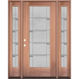 Full Lite Mahogany Wood Door Unit with Sidelites #3072