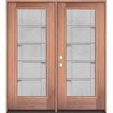 Full Lite Mahogany Wood Double Door Unit #3072