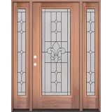 Full Lite Mahogany Wood Door Unit with Sidelites #3081