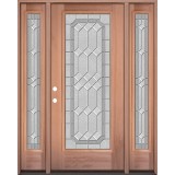 Full Lite Mahogany Wood Door Unit with Sidelites #3082