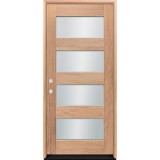 Modern 4-Lite Mahogany Prehung Wood Door Unit