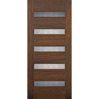 Modern 5-Lite Mahogany Prehung Wood Door Unit