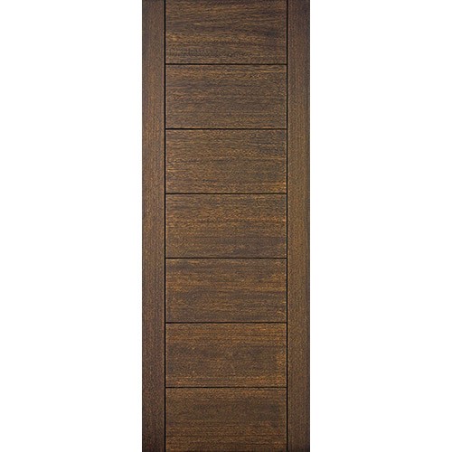 8'0" Tall Modern 7 Panel Mahogany Prehung Wood Door Unit